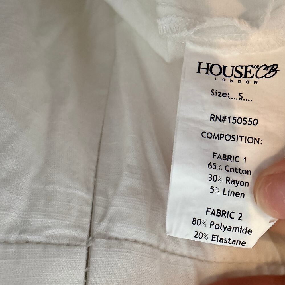 House of CB Ellery White linen blend puff sleeve midi sundress - Picture 5 of 7
